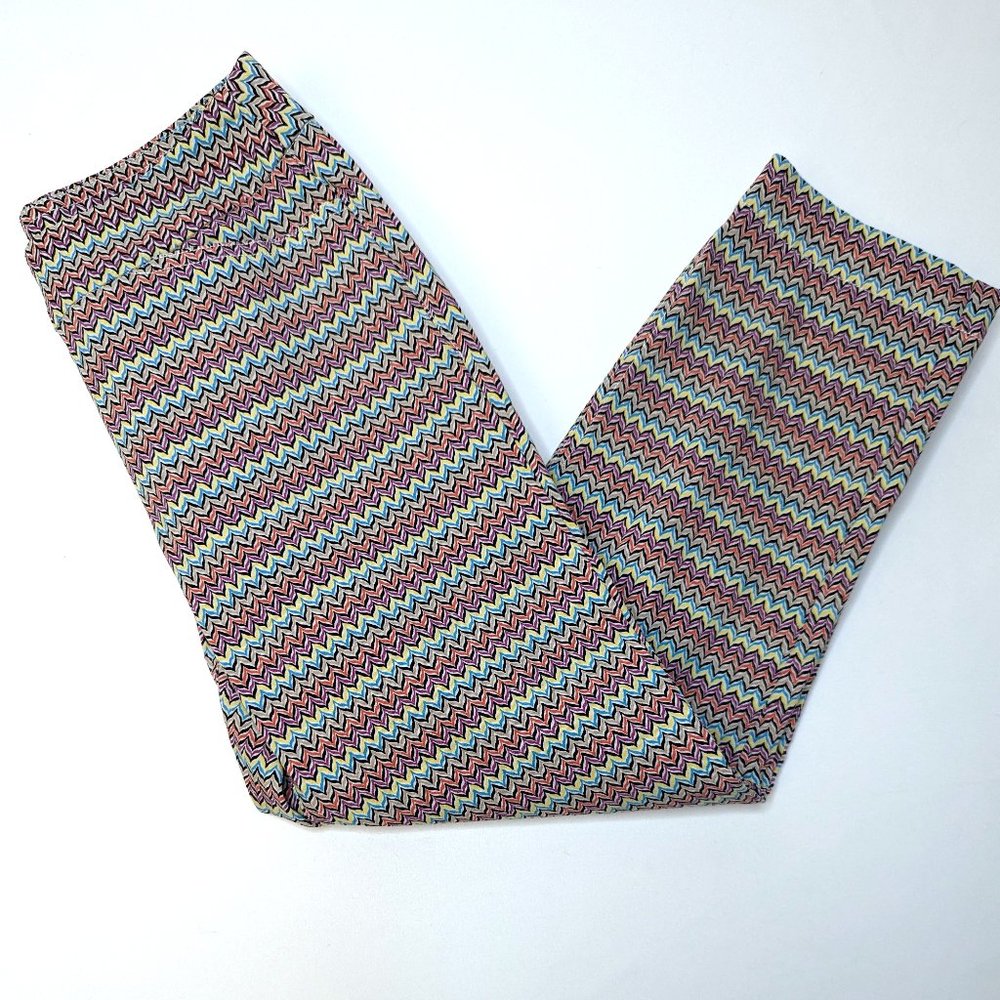 Slimsations by Multiples Multicolor Print Stretchy Crop Dress Pants Sz Women's 2